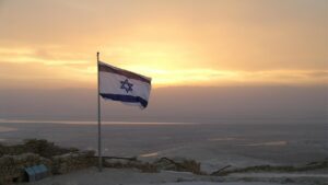 a flag on a high landscape