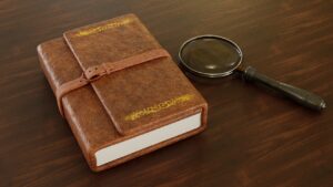 magnifying glass on a book